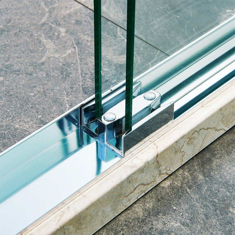 60" Chrome Frameless Double Sliding Shower Door with Clear Glass