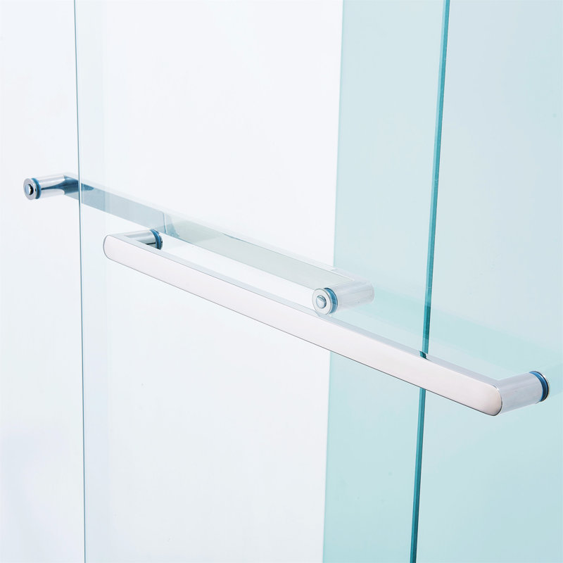 60" Chrome Frameless Double Sliding Shower Door with Clear Glass