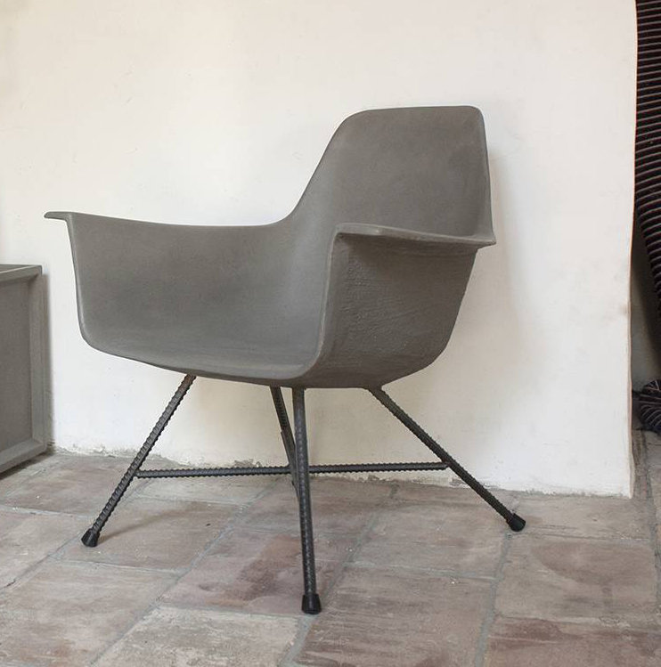 Hauteville Mid-Century Modern Concrete and Metal Armchair