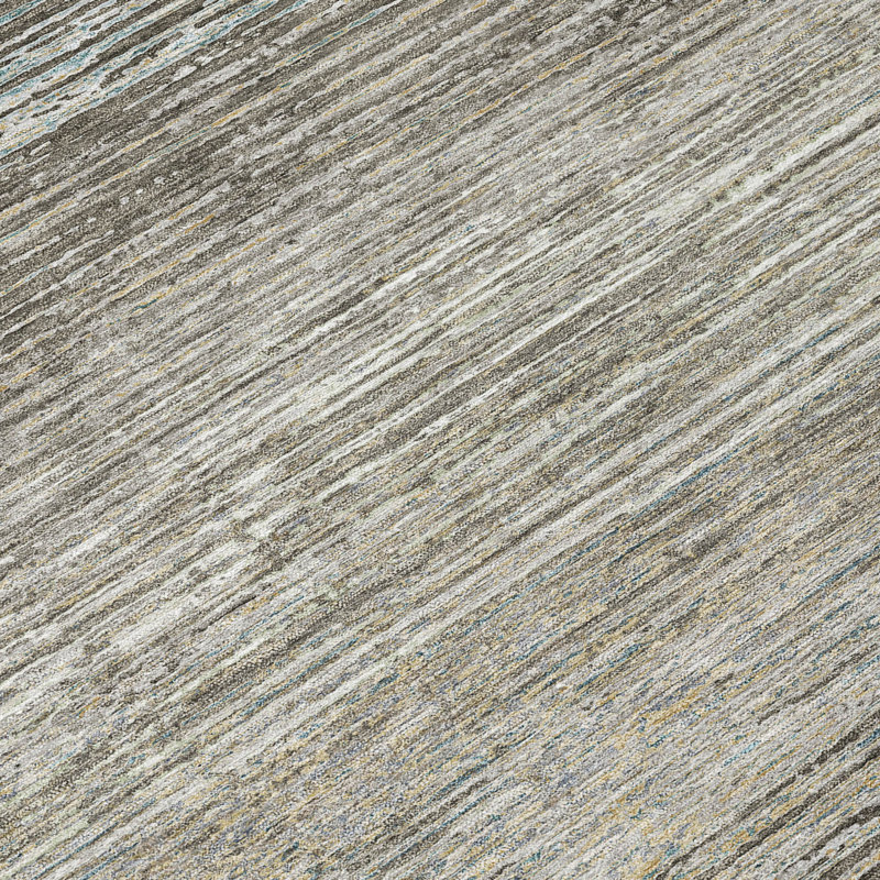 Addison Taupe Synthetic Stripe Washable Indoor/Outdoor Rug 2'6" x 3'10"