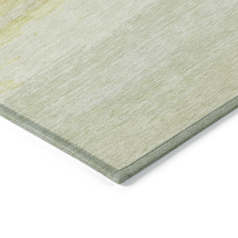 Tan and Beige Stripe Machine Washable Runner Rug
