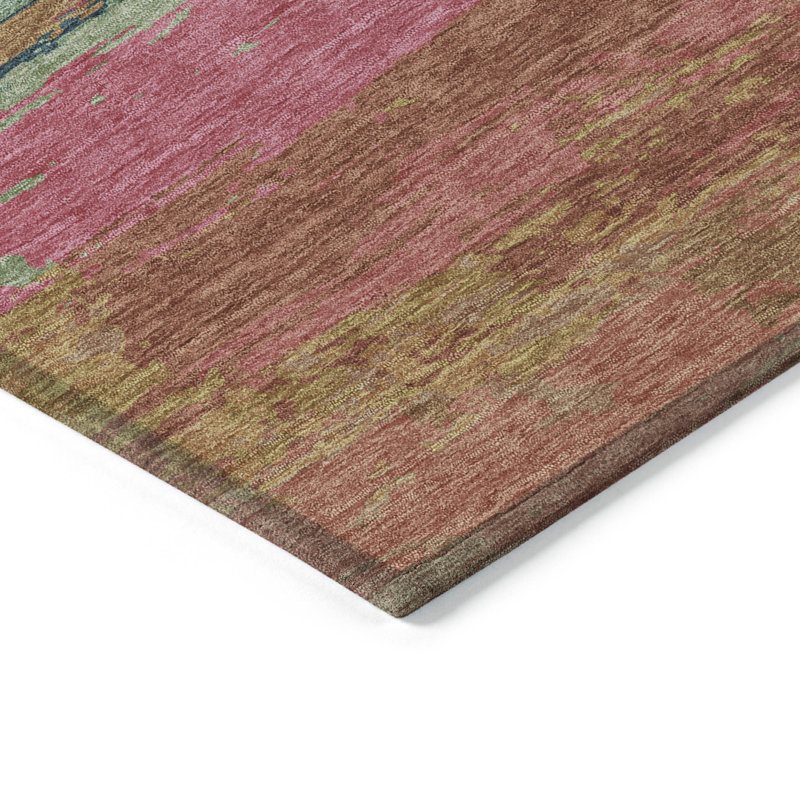 Blush Multicolor Striped Washable Rectangular Doormat