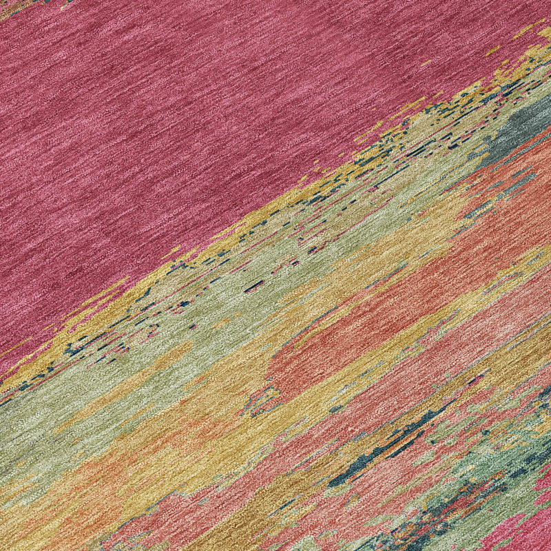Blush Multicolor Striped Washable Rectangular Doormat