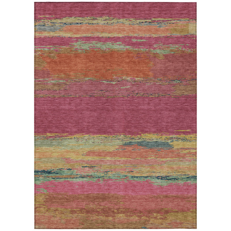 Blush Multicolor Striped Washable Rectangular Doormat