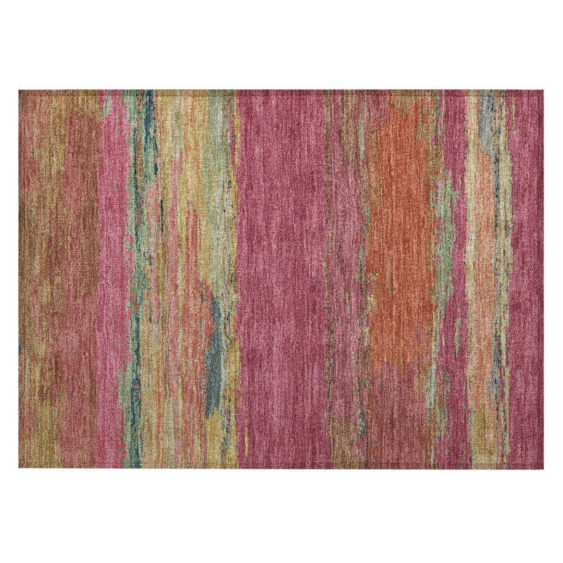 Blush Multicolor Striped Washable Rectangular Doormat