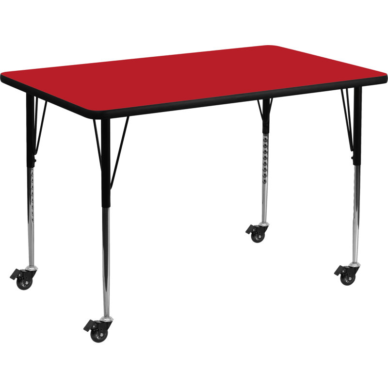 Gray Rectangular Adjustable Laminate Activity Table with Wheels