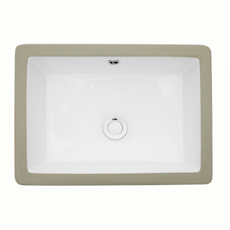22" White Ceramic Rectangular Undermount Bathroom Sink with Overflow