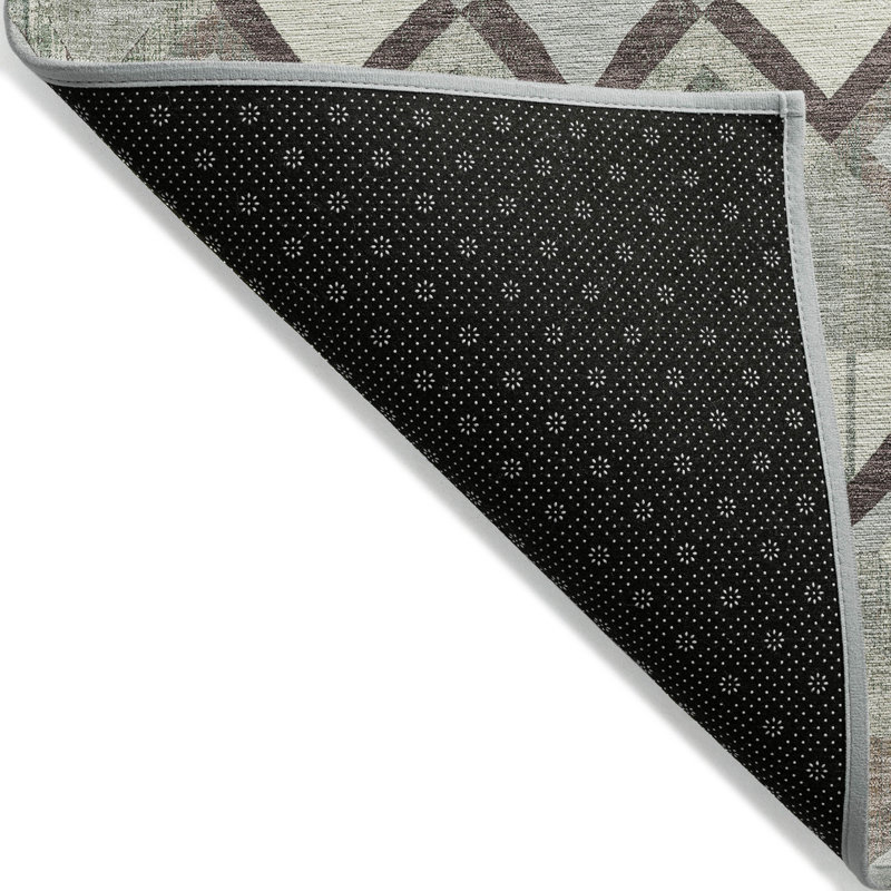 Sage Green Synthetic Flat Woven Washable 3' x 5' Rug
