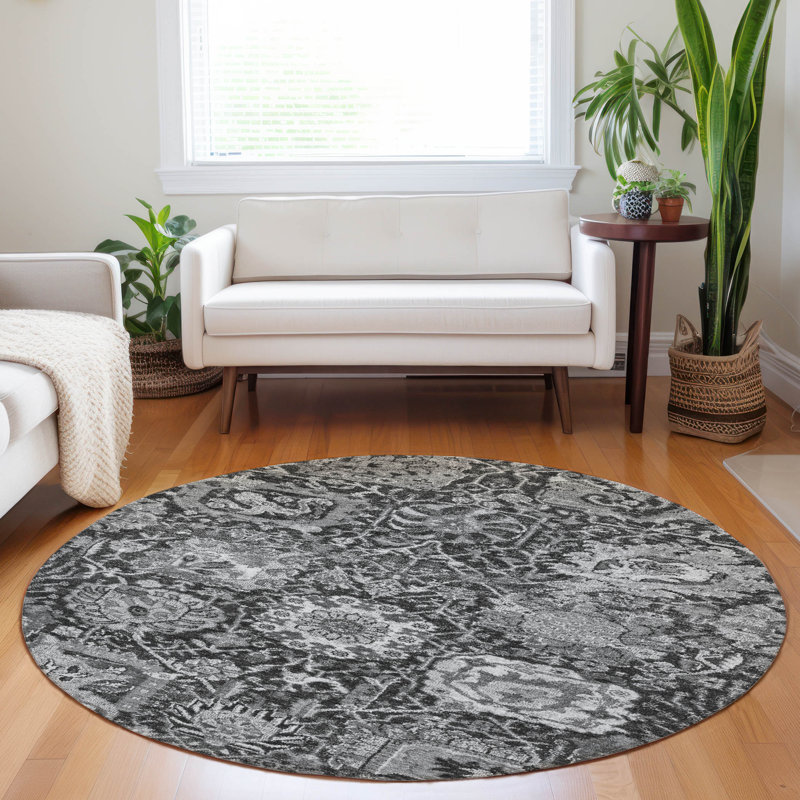 Red Synthetic Washable Rectangular Damask Rug 30" x 20"