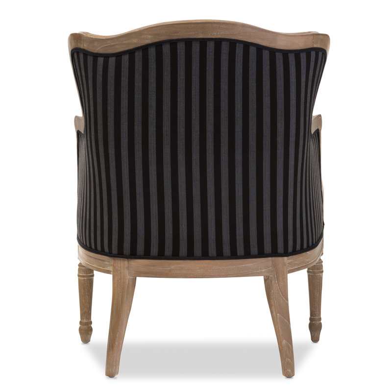 Charlemagne Striped Blue and Grey Traditional Accent Chair