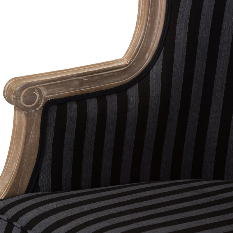 Charlemagne Striped Blue and Grey Traditional Accent Chair