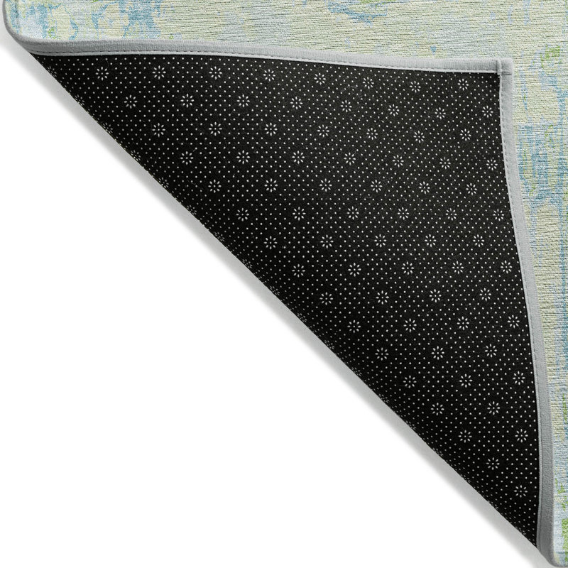 Mint and Blue Synthetic Washable Rectangular Rug 46" x 30"