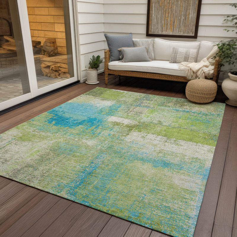 Red Synthetic Flat Woven 5' x 7' Washable Rug