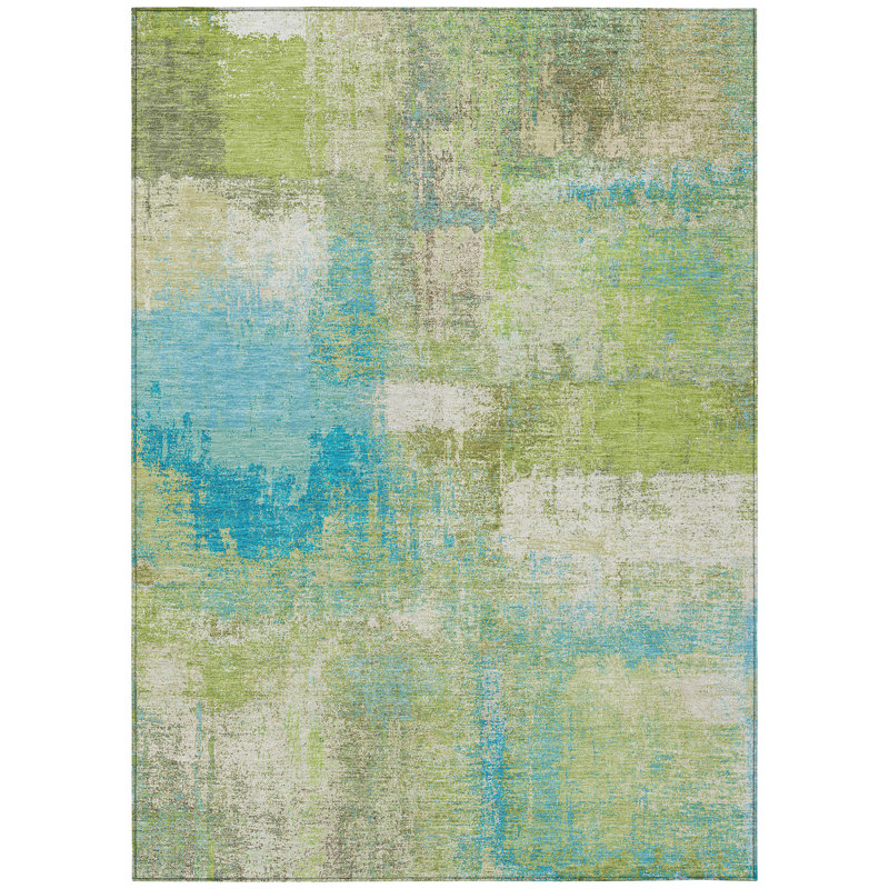 Red Synthetic Flat Woven 5' x 7' Washable Rug