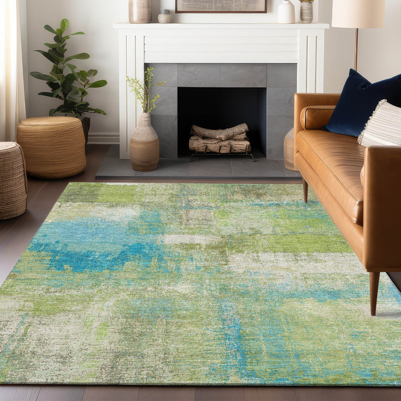 Red Synthetic Flat Woven 5' x 7' Washable Rug