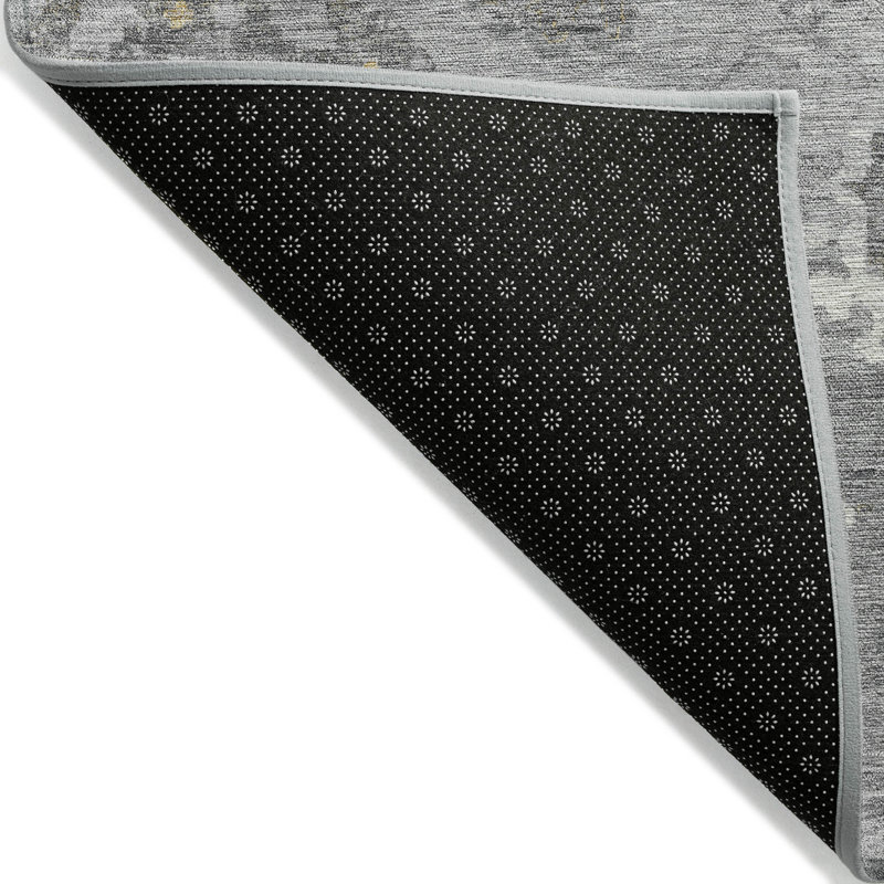 Gray Rectangular Machine Washable Synthetic Rug 30" x 20"