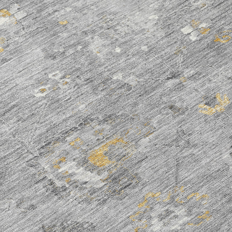 Gray Rectangular Machine Washable Synthetic Rug 30" x 20"