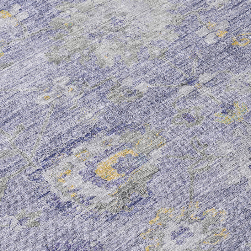 Lavender Flat Woven Synthetic Washable Rectangular Rug