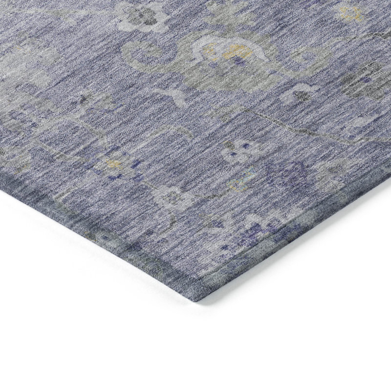Lavender Flat Woven Synthetic Washable Rectangular Rug