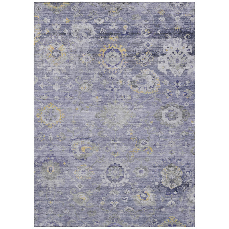 Lavender Flat Woven Synthetic Washable Rectangular Rug