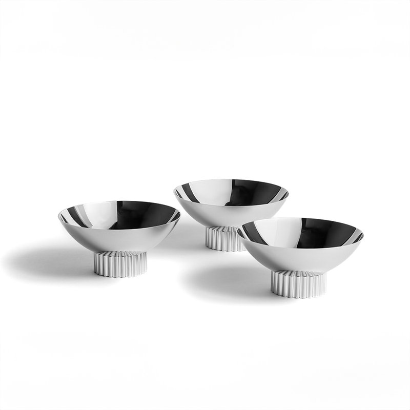 Silver Textured Glass Trio Bowl Set