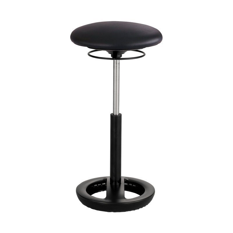 Black Adjustable Height Industrial Stool with Vinyl Seat
