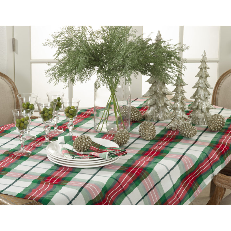 Festive Plaid 70" x 140" Rectangular Holiday Tablecloth