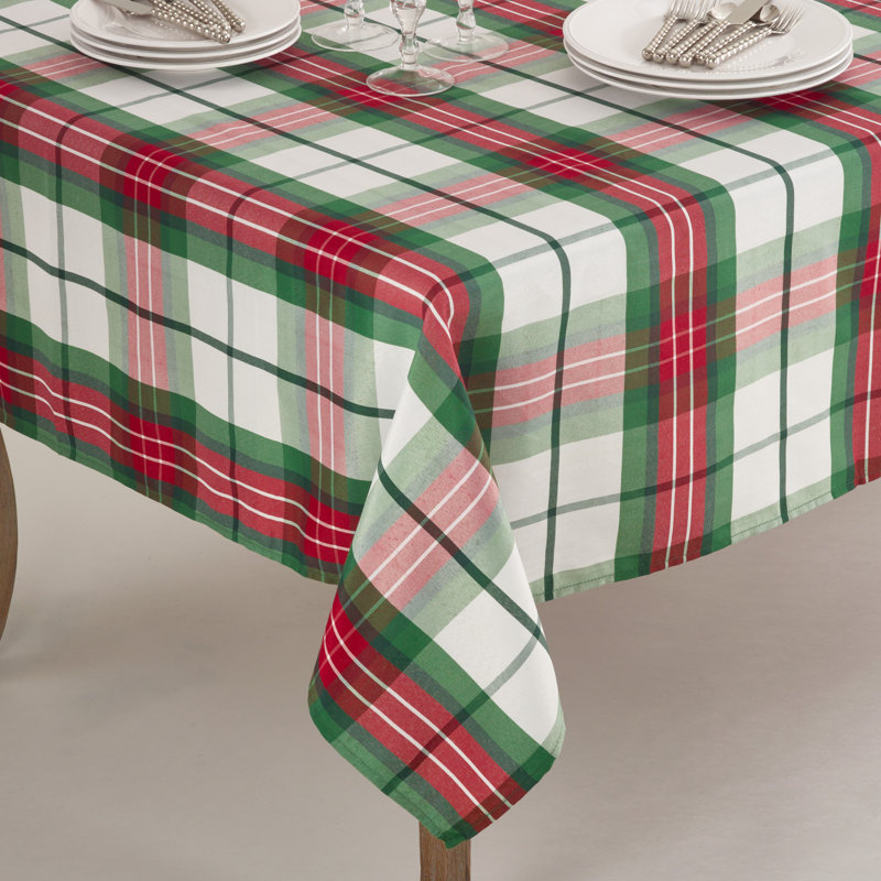 Festive Plaid 70" x 140" Rectangular Holiday Tablecloth