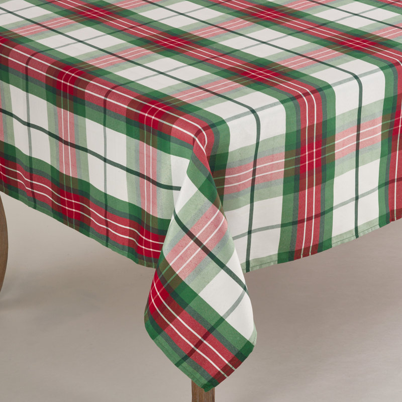 Festive Plaid 70" x 140" Rectangular Holiday Tablecloth