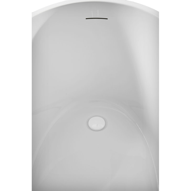 51" Glossy White Acrylic Freestanding Soaking Bathtub with Bamboo Tray