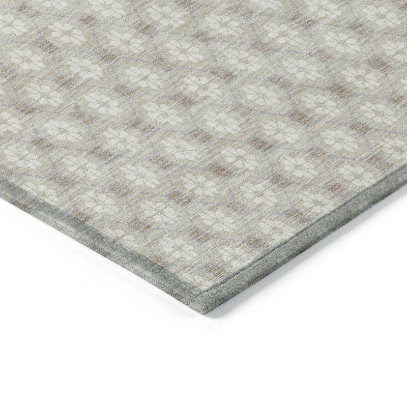 Beige Flat Woven Synthetic Washable 3' x 5' Area Rug