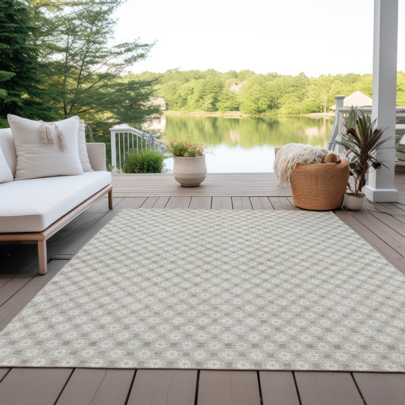 Beige Flat Woven Synthetic Washable 3' x 5' Area Rug