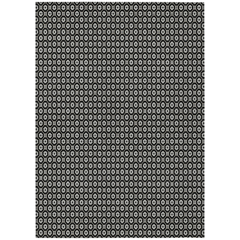 Black Synthetic Flat Woven 5' x 7' Washable Rug