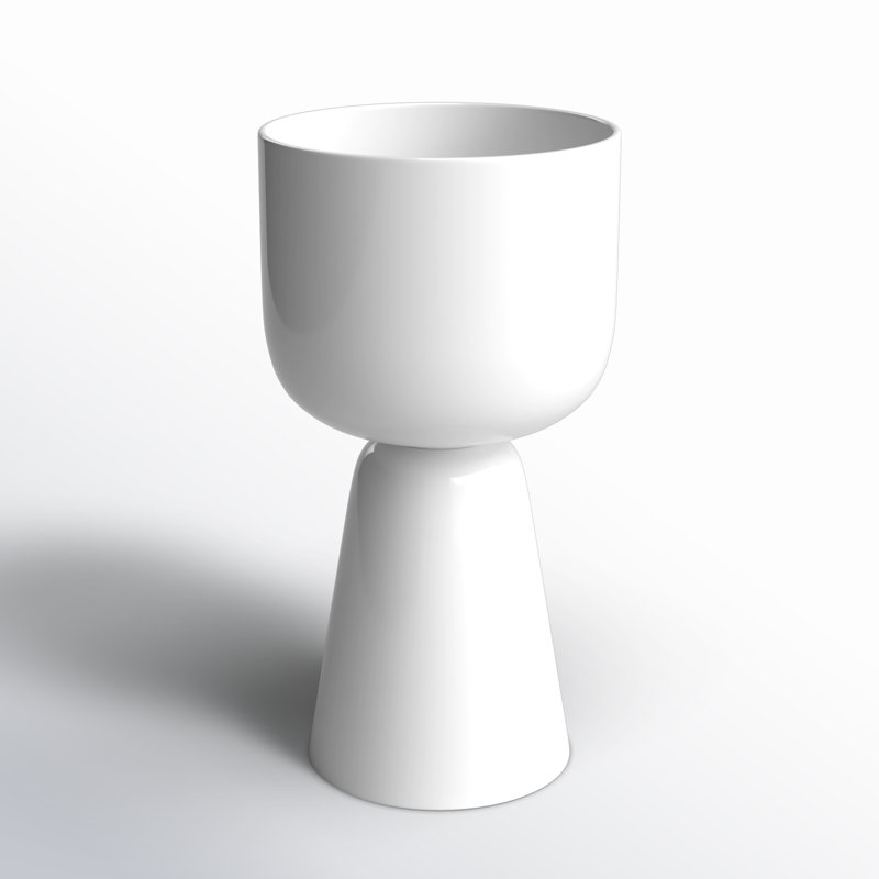 Scandinavian Matte White Ceramic Tabletop Planter, 11.81"