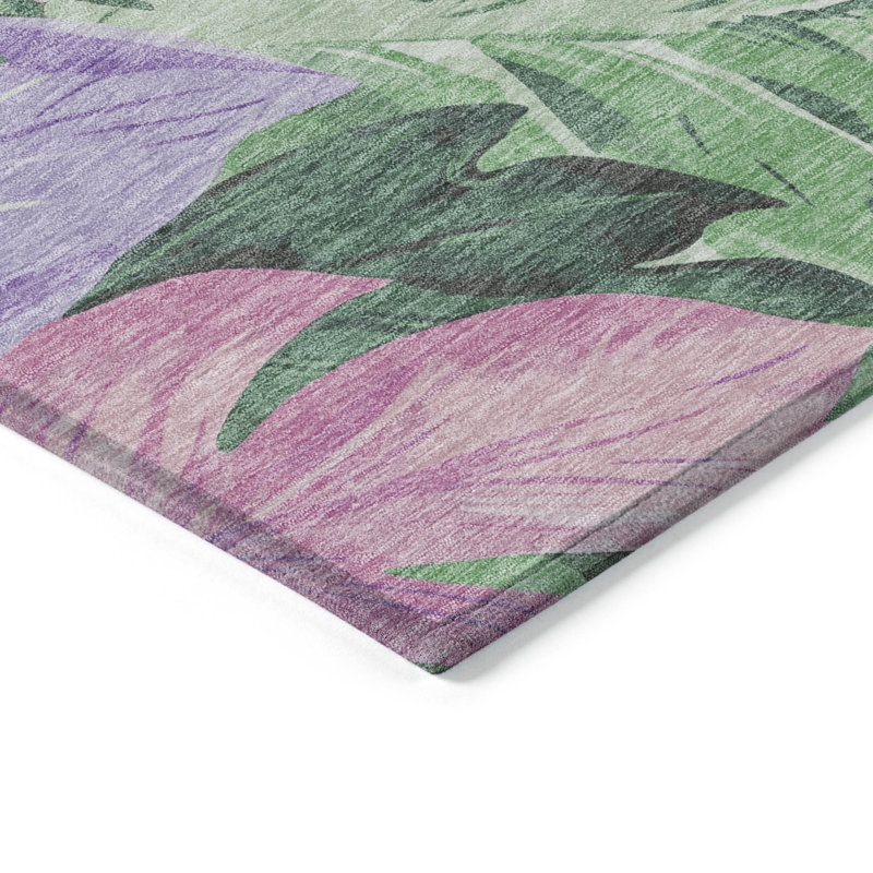 Sage and Lavender Tropical Floral Synthetic 5' x 7' Rug