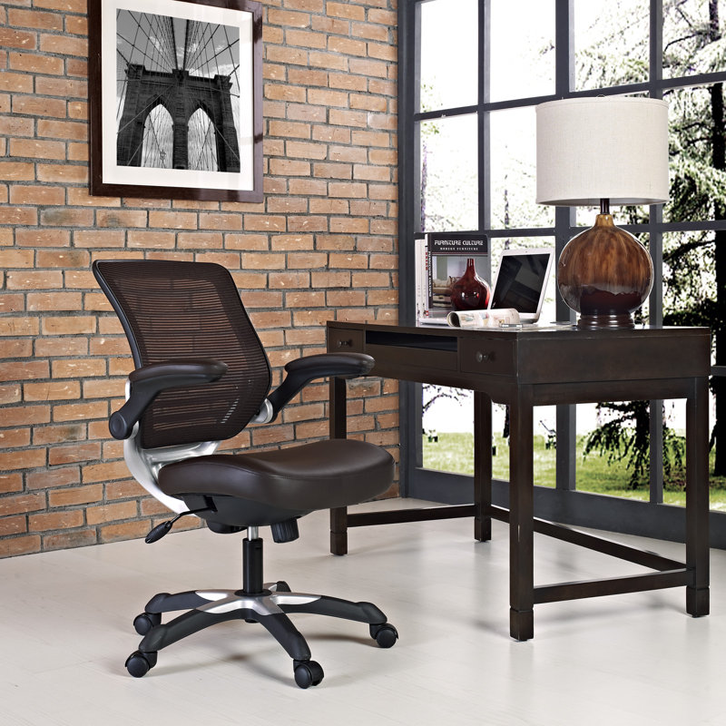 Edge Swivel Office Chair with Adjustable Arms in Tan Vinyl