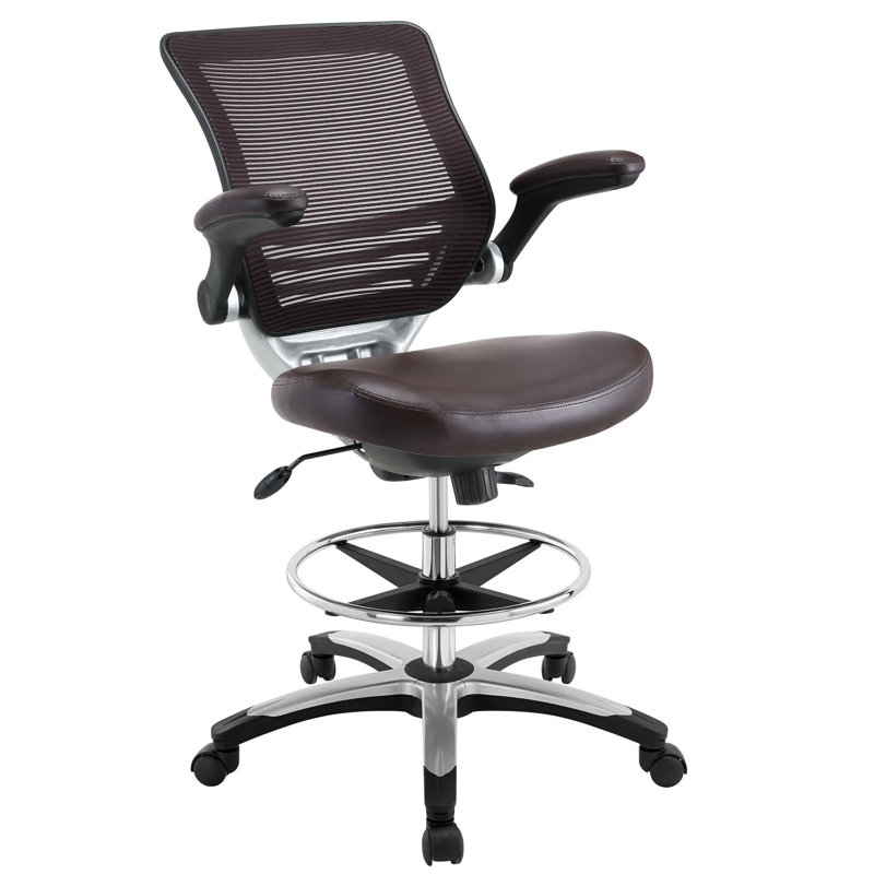 Brown Mesh and Vinyl Adjustable Drafting Chair