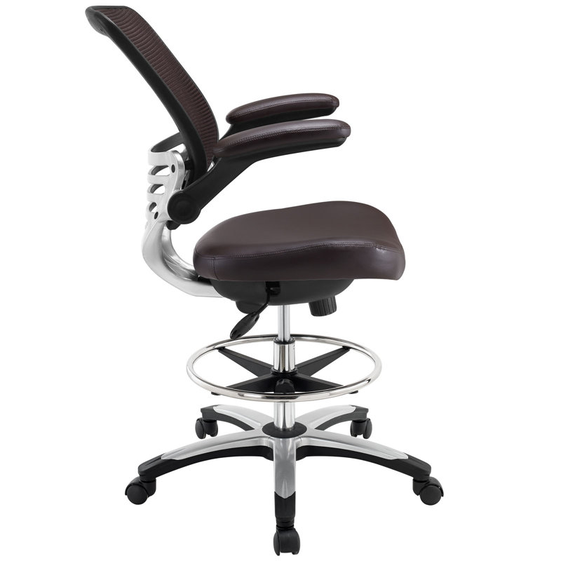 Brown Mesh and Vinyl Adjustable Drafting Chair