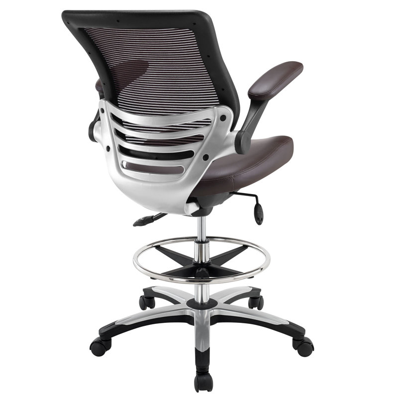 Brown Mesh and Vinyl Adjustable Drafting Chair
