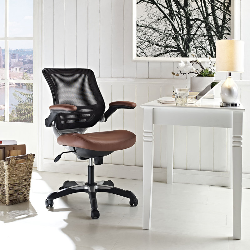 Edge Swivel Office Chair with Adjustable Arms in Tan Vinyl