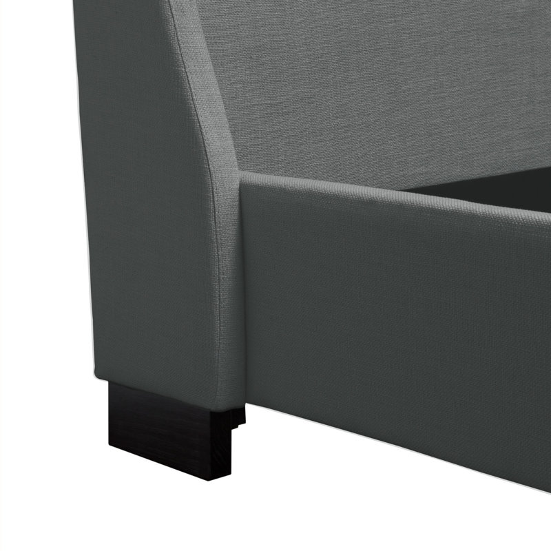 Park Avenue King Tufted Wingback Bed in Grey Linen
