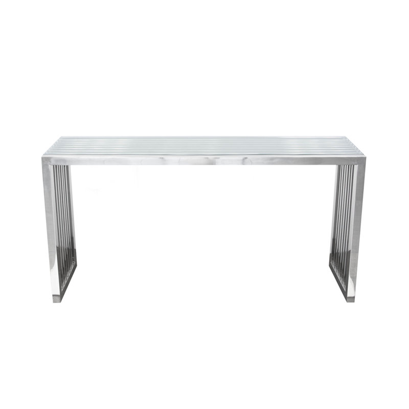 Soho Elegance Stainless Steel Rectangular Coffee Table with Glass Top