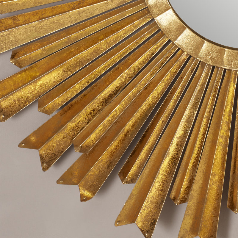 33'' Gold Sunburst Hand-Forged Iron Decorative Wall Mirror