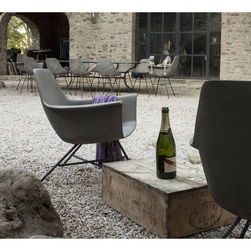 Hauteville Mid-Century Modern Concrete and Metal Armchair