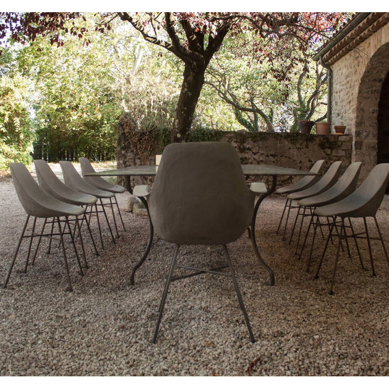 Gray Concrete Geometric Armchair with Metal Legs