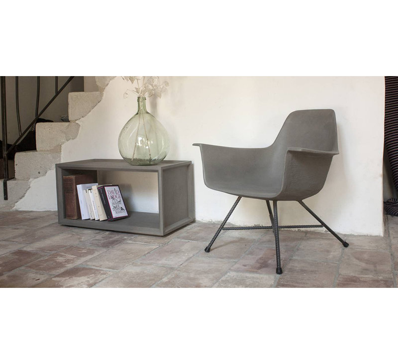 Hauteville Mid-Century Modern Concrete and Metal Armchair