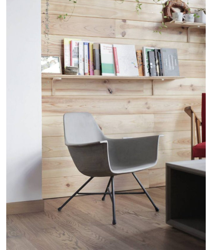 Hauteville Mid-Century Modern Concrete and Metal Armchair