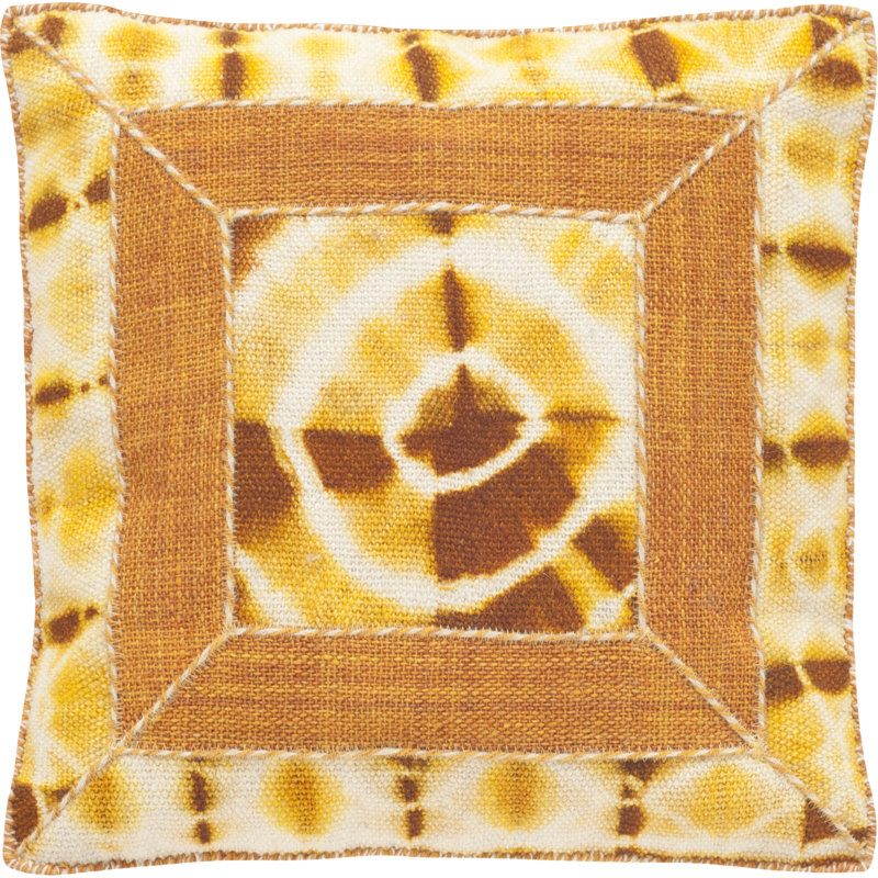 Turmeric Ikat Embroidered Square Pillow Set