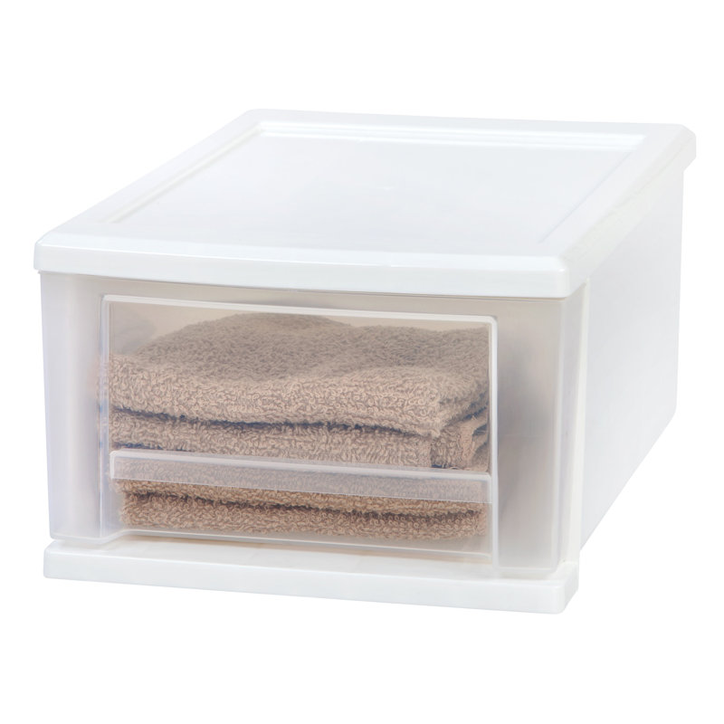 Modular White Stackable Plastic Drawer Cabinet with Safety Stop