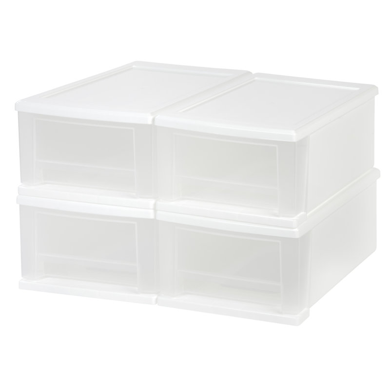 Modular White Stackable Plastic Drawer Cabinet with Safety Stop